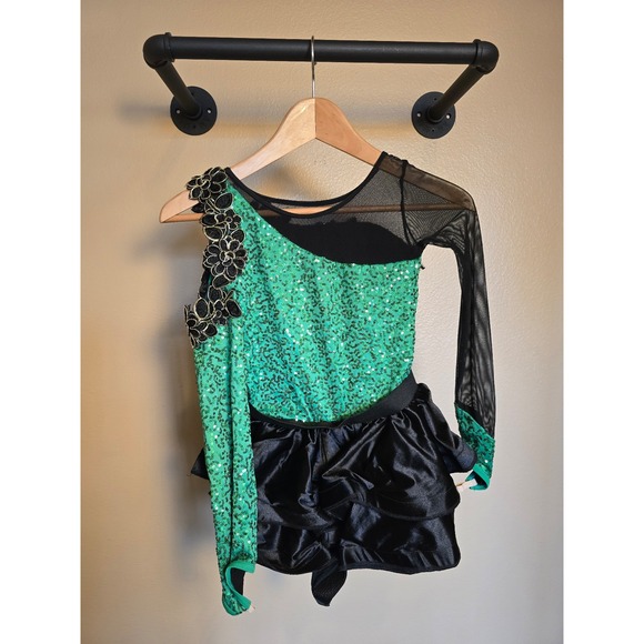 Weissman green and black dance costume child size medium - Picture 4 of 9